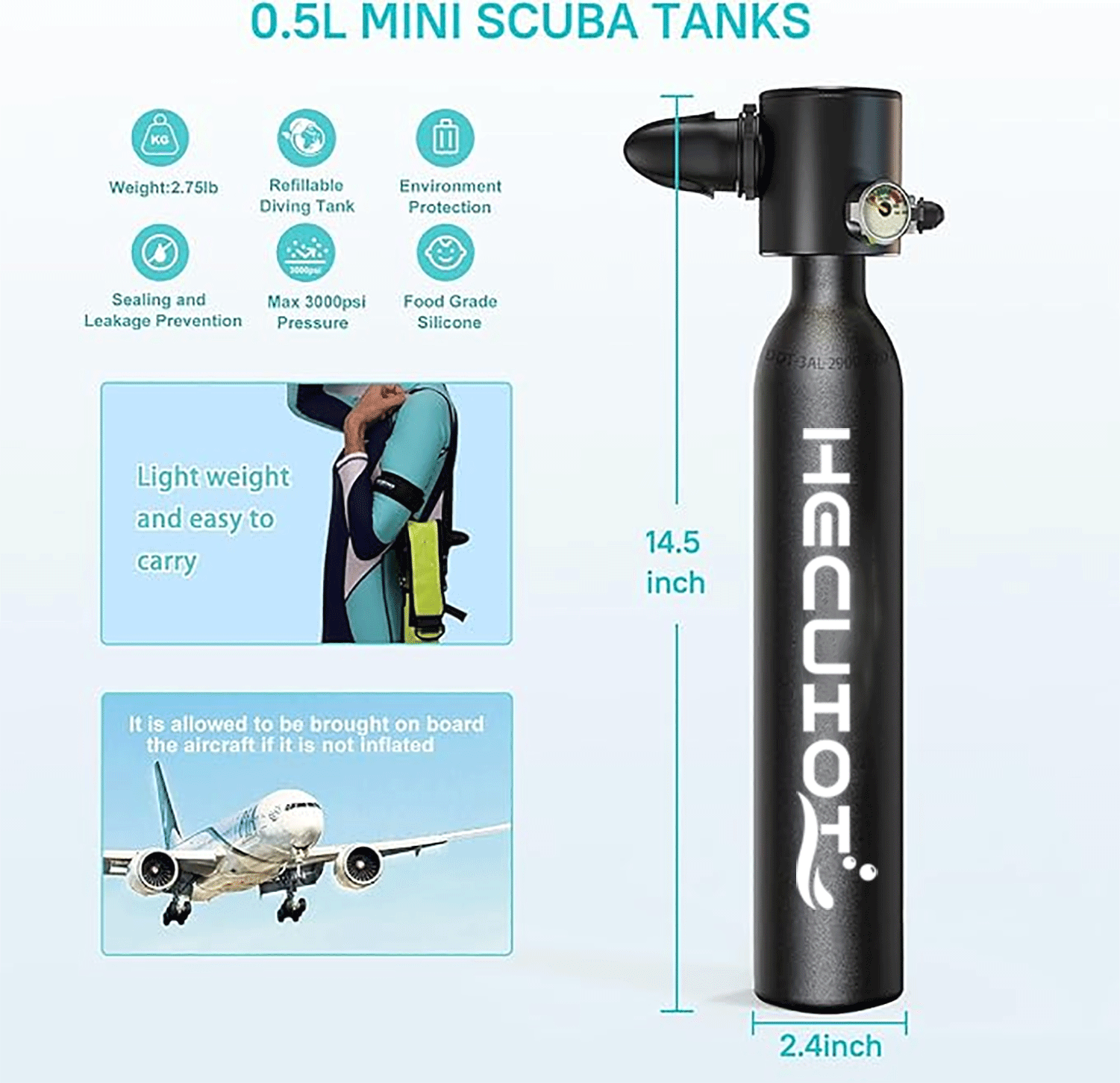 HECUIOI خزان سكوبا صغير معدات  - مراجعة Snorkel Set وسعره