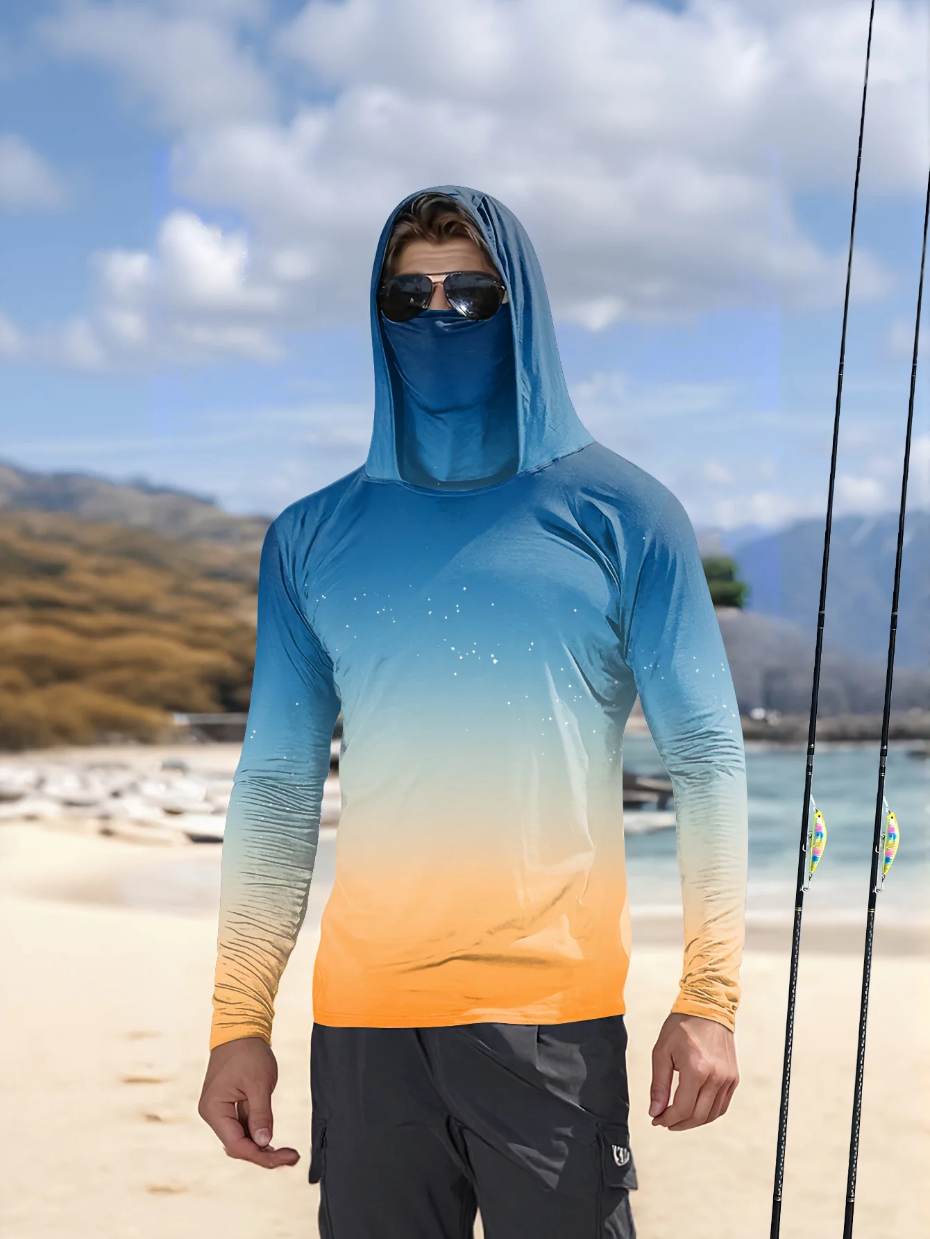 قميص صيد للرجال بغطاء للرأس، ي - مراجعة Rash Guard وسعره