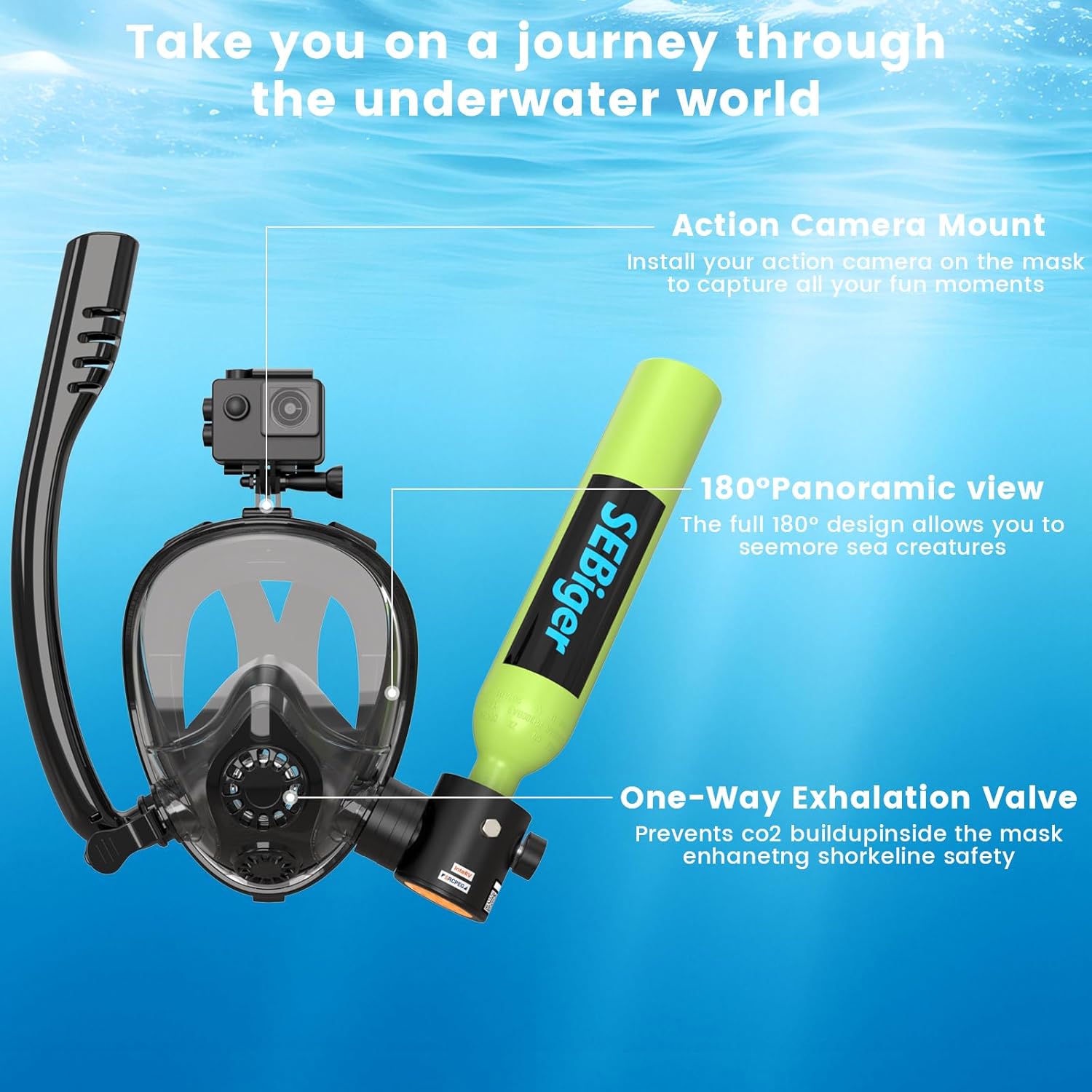 خزان غوص صغير سعة 0.5 لتر مع ق - مراجعة Snorkel Set وسعره